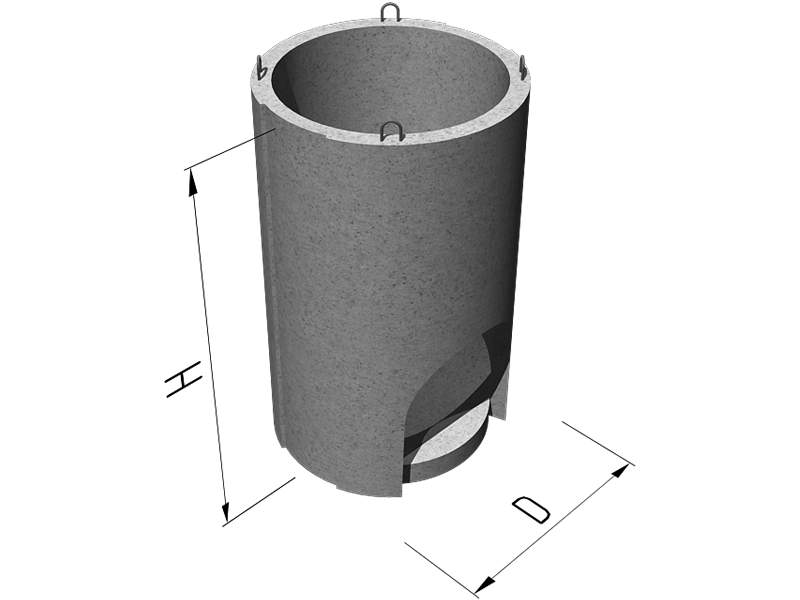 Рабоча камера колодязя КЛВ8, D(зов)/d(вн)/h 960x820x1550 мм, бетон B25